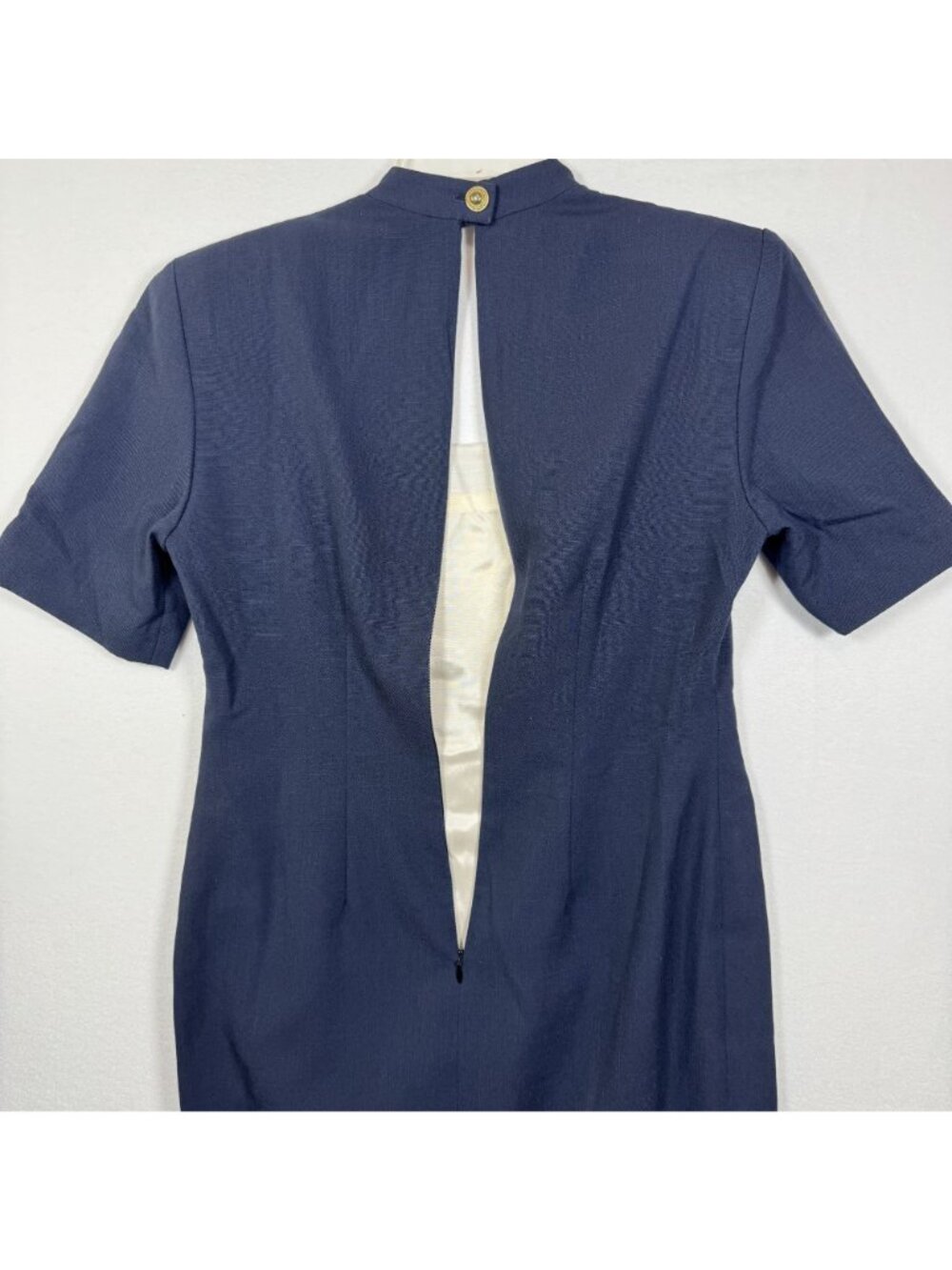 Howard Wolf Navy Blue Short-Sleeve Dress Fully Lined Made In USA Size 8 - Picture 5 of 12